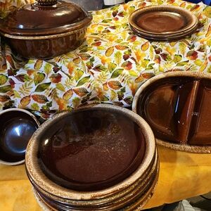 Rustic Brown Stoneware Dinnerware Set
